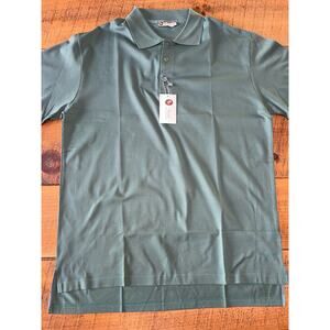 NWT Mens Kuna Classic‎ Relaxed Fit Turkish Cotton Sage Short Sleeve Polo Size XL